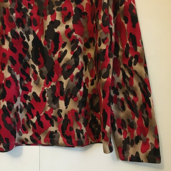 Red Camo Animal Spot Print Knit Pullover Sweater - Picture 4 of 14